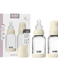 BIBS Glass Baby Bottle Round Silicone 2 PK 120 ml Slow Flow Ivory (Min. of 2 PK , multiples of 2 PK)