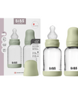 BIBS Glass Baby Bottle Round Silicone 2 PK 120 ml Medium Flow Sage (Min. of 2 PK , multiples of 2 PK)