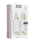 BIBS Glass Baby Bottle Round Silicone 2 PK 240 ml Medium Flow Ivory (Min. of 2 PK , multiples of 2 PK)