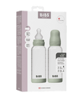 BIBS Glass Baby Bottle Round Silicone 2 PK 240 ml Medium Flow Sage (Min. of 2 PK , multiples of 2 PK)