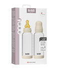 BIBS Glass Baby Bottle Round Latex 2 pack 240 ml Medium Flow Ivory (Min. of 2 PK , multiples of 2 PK)