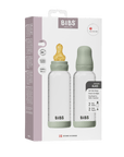 BIBS Glass Baby Bottle Round Latex 2 pack 240 ml Medium Flow Sage (Min. of 2 PK , multiples of 2 PK)