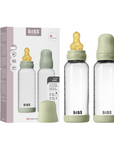 BIBS Glass Baby Bottle Round Latex 2 pack 240 ml Medium Flow Sage (Min. of 2 PK , multiples of 2 PK)