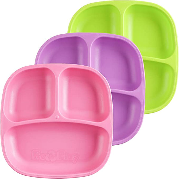 Re-Play 3 PK Packaged Divided Plates Butterfly - (Green, Bright Pink, Purple)  (Min. of 2 PK, Multiples of 2 PK)