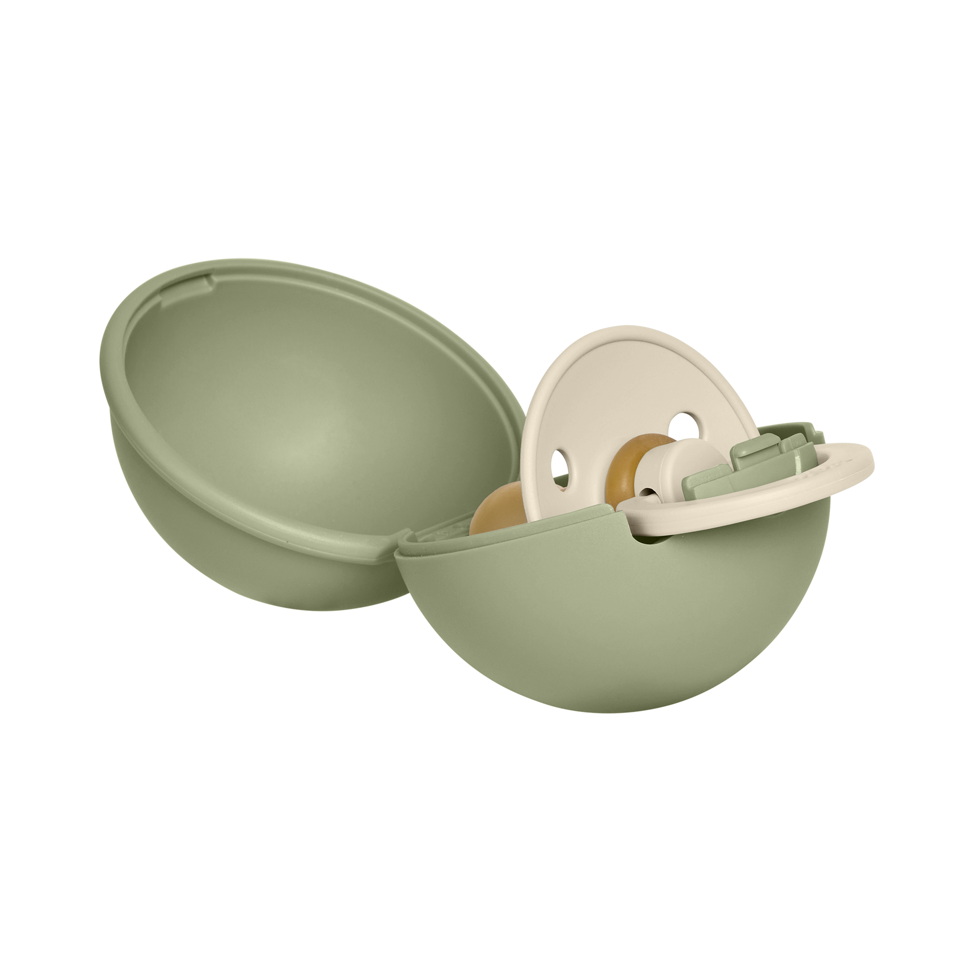 BIBS Colour Pacifier Round Latex Vanilla &amp; Pacifier Case Mini Sage (Min. of 2 PK, multiples of 2 PK)