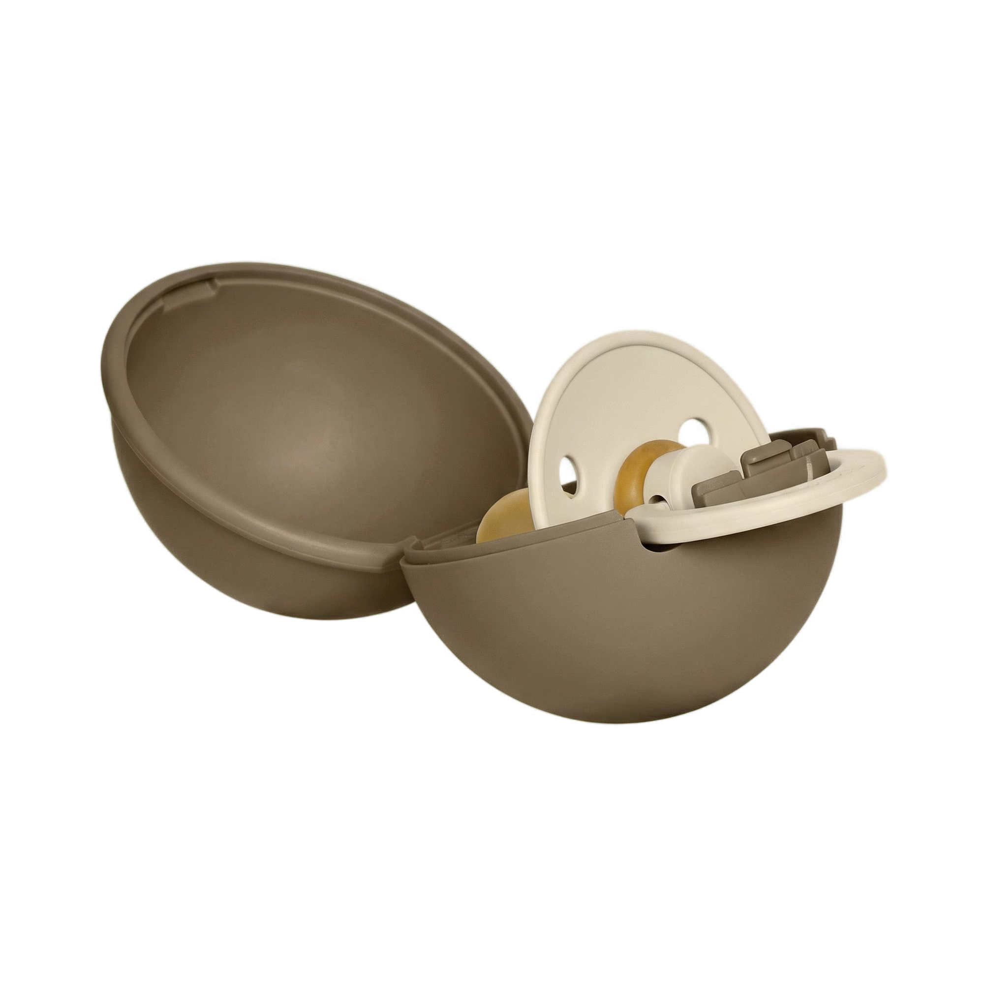 BIBS Colour Pacifier Round Latex Vanilla &amp; Pacifier Case Mini Dark Oak (Min. of 2 PK, multiples of 2 PK)
