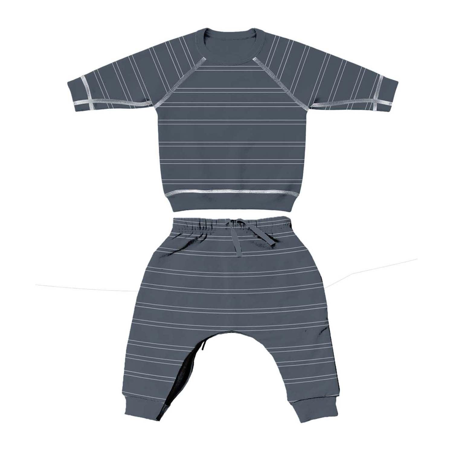 günamüna Fleece Sweatsuit Blue Stripes (Min. of 2, multiples of 2)