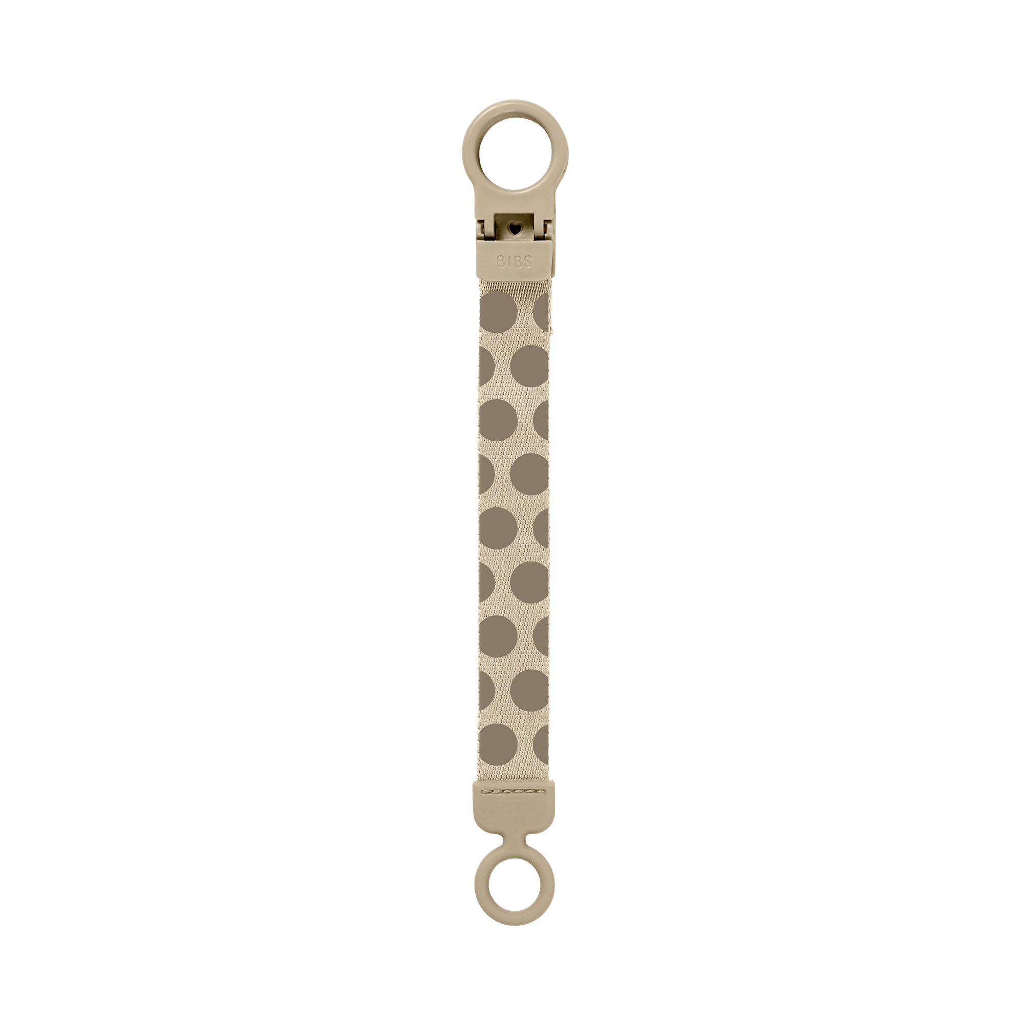 BIBS Studio Pacifier Clip Loop Polka Mega Vanilla Dark Oak(Min. of 2 PK , multiples of 2 PK)