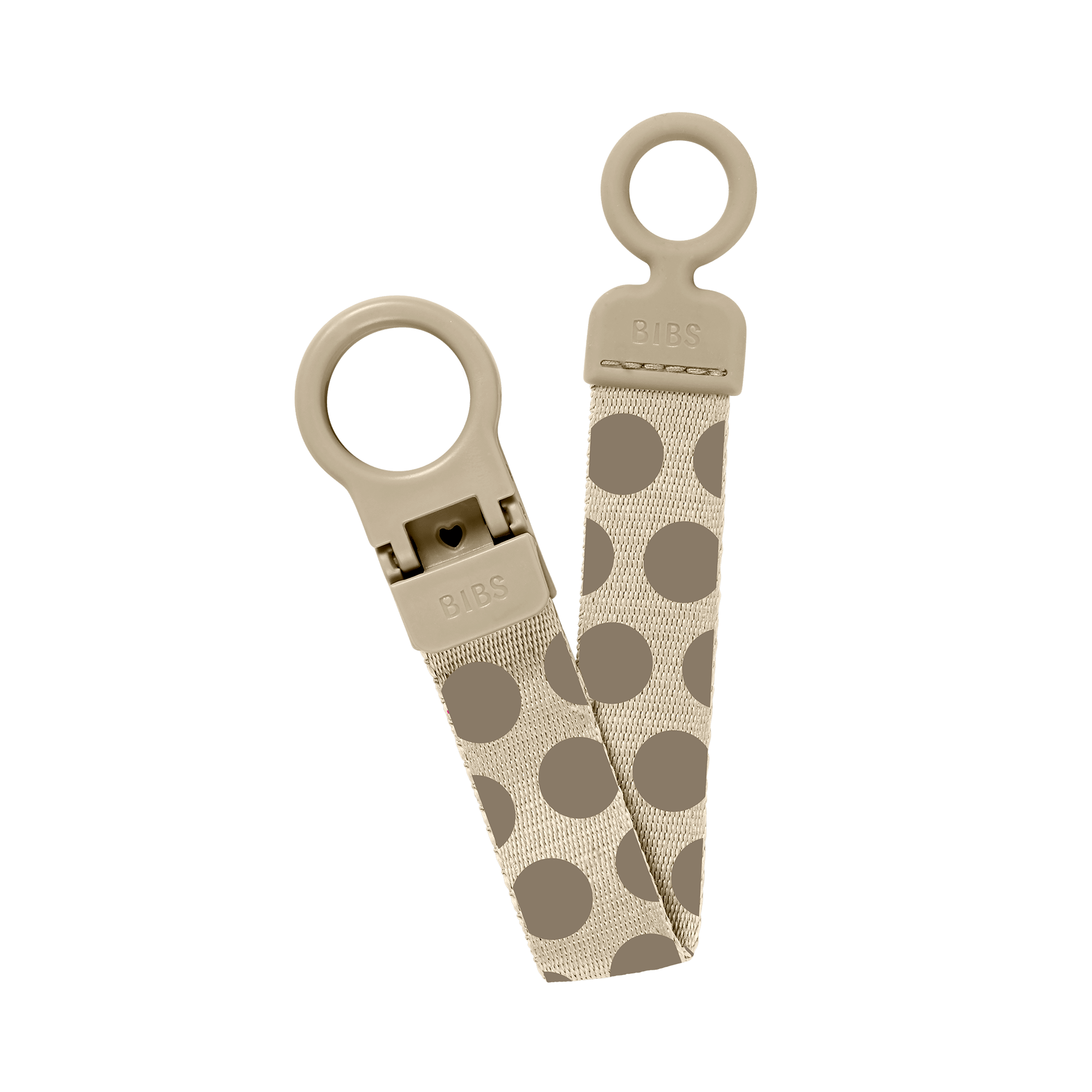 BIBS Studio Pacifier Clip Loop Polka Mega Vanilla Dark Oak(Min. of 2 PK , multiples of 2 PK)