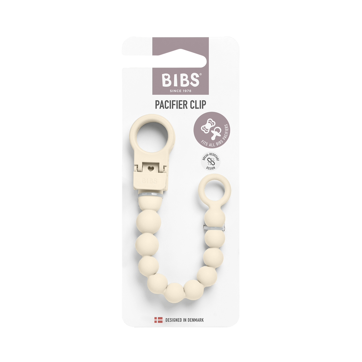 BIBS Pacifier Clip Beaded Ivory (Min. of 2 PK, multiples of 2 PK)