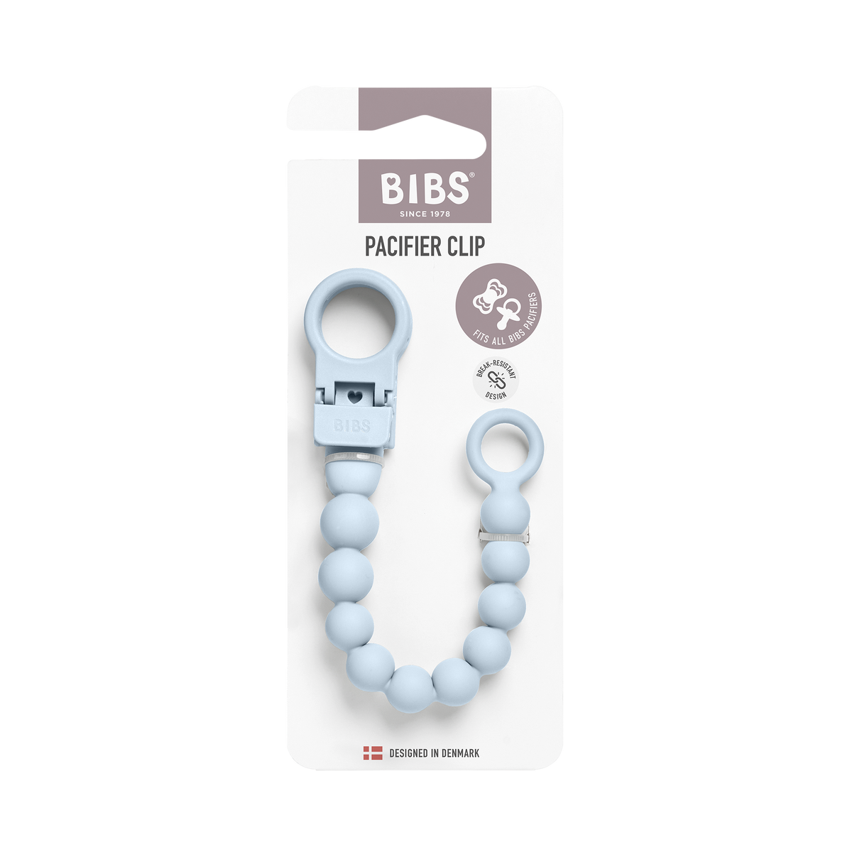 BIBS Pacifier Clip Beaded Baby Blue (Min. of 2 PK, multiples of 2 PK)