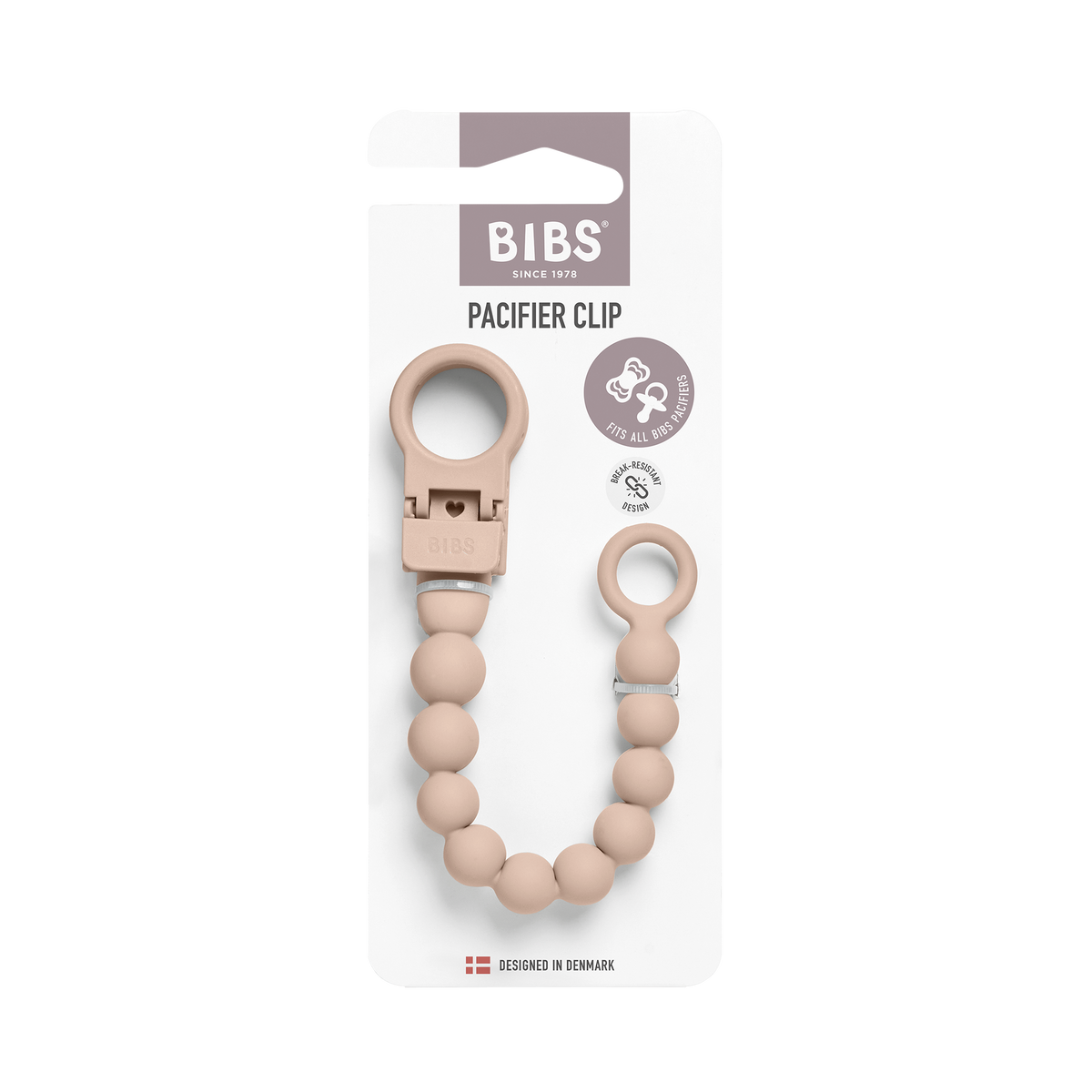 BIBS Pacifier Clip Beaded Blush (Min. of 2 PK, multiples of 2 PK)