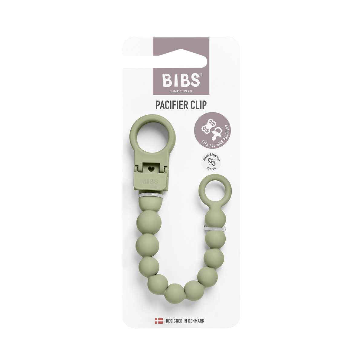 BIBS Pacifier Clip Beaded Sage (Min. of 2 PK, multiples of 2 PK)