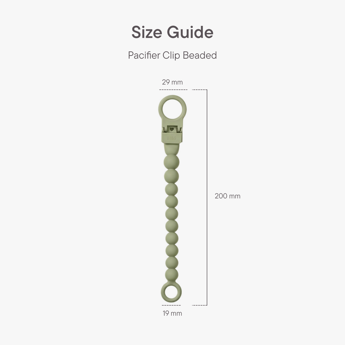BIBS Pacifier Clip Beaded Sage (Min. of 2 PK, multiples of 2 PK)