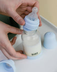 BIBS Glass Baby Bottle Round Silicone 1 pack 240 ml Medium Flow Blush (Min. of 2 PK , multiples of 2 PK)