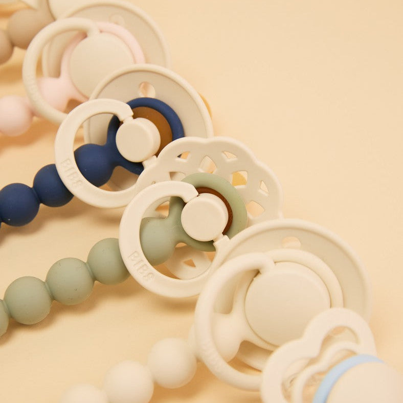 BIBS Pacifier Clip Beaded Ivory (Min. of 2 PK, multiples of 2 PK)