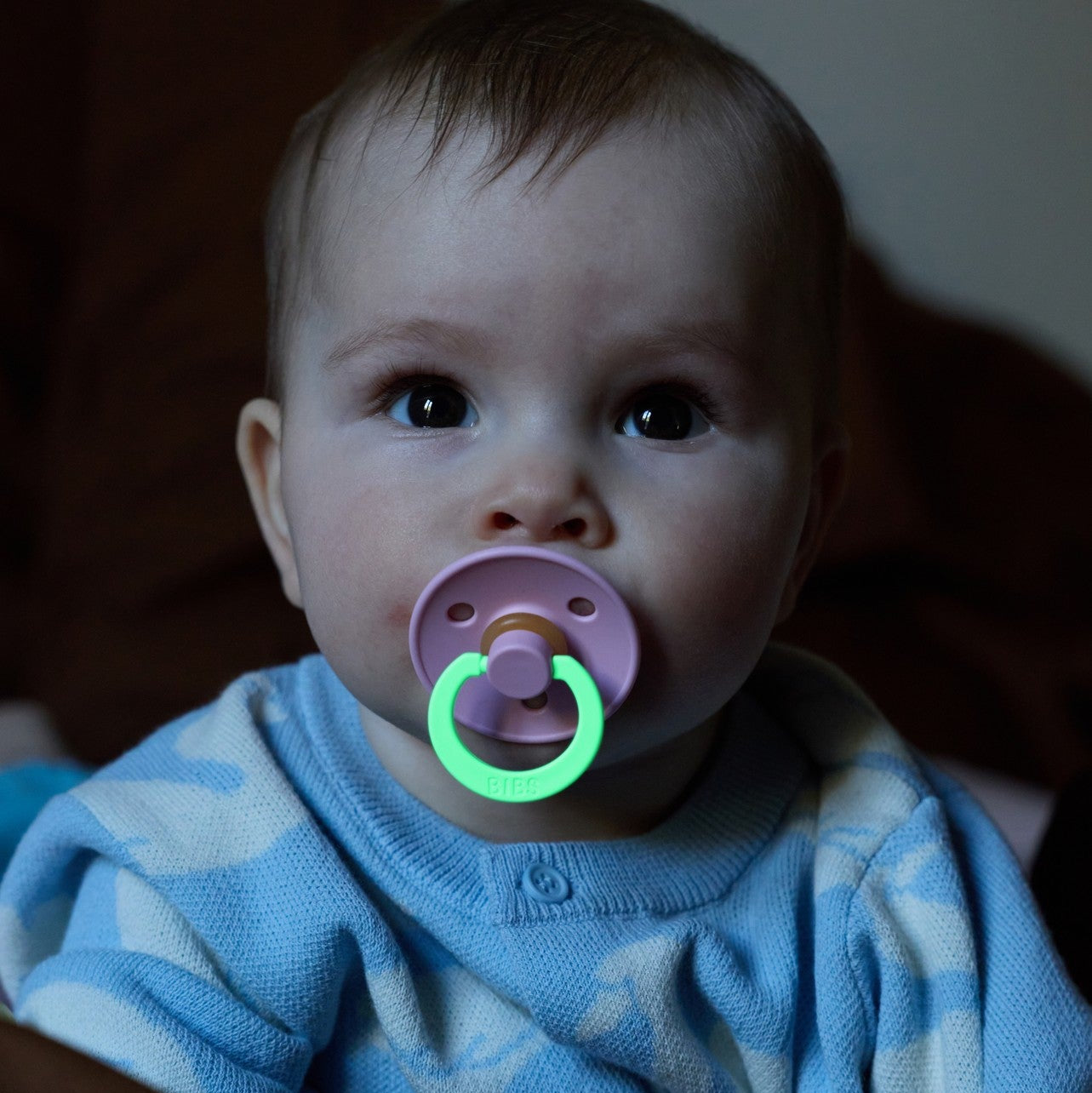 BIBS Pacifier Original COLOUR Latex 2 PK Hush GLOW/Grape GLOW (Min. of 2 PK, multiples of 2 PK)