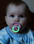 BIBS Pacifier Original COLOUR Latex 2 PK Hush GLOW/Grape GLOW (Min. of 2 PK, multiples of 2 PK)