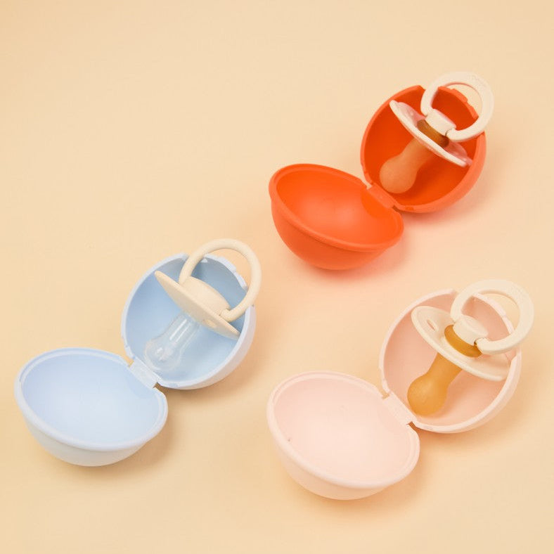 BIBS Colour Pacifier Round Latex Vanilla &amp; Pacifier Case Mini Dark Oak (Min. of 2 PK, multiples of 2 PK)