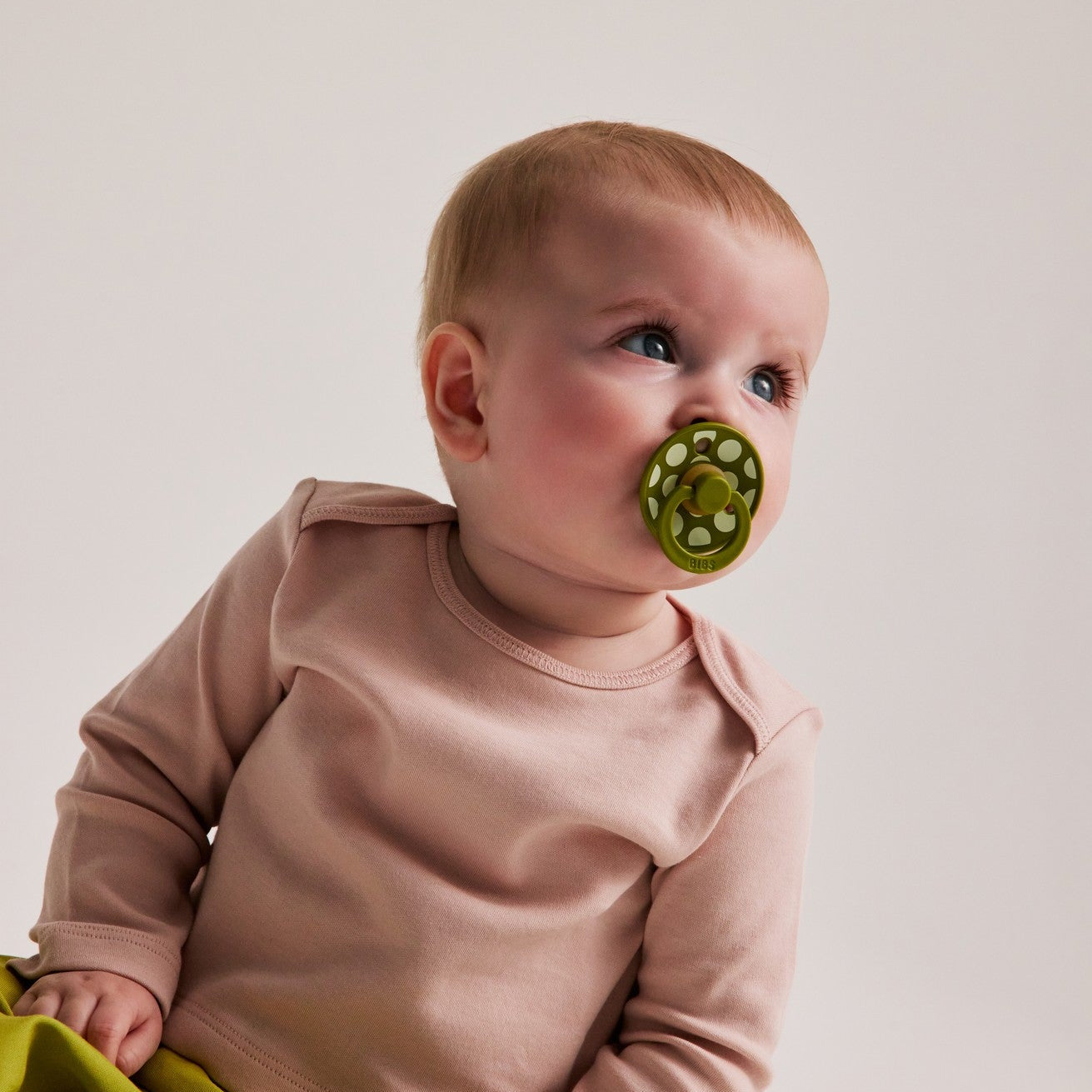 BIBS Pacifier Studio Colour 2 PACK Polka Luna/Wasabi (Min. of 2 PK, multiples of 2 PK)