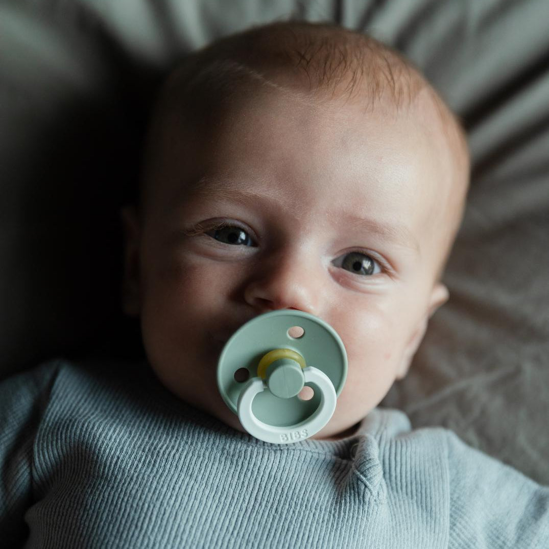 BIBS Pacifier Original COLOUR Latex 2 PK Sage GLOW/Pine GLOW (Min. of 2 PK, multiples of 2 PK)
