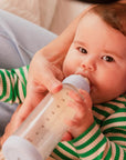 BIBS Glass Baby Bottle Round Silicone 1 pack 240 ml Medium Flow Blush (Min. of 2 PK , multiples of 2 PK)