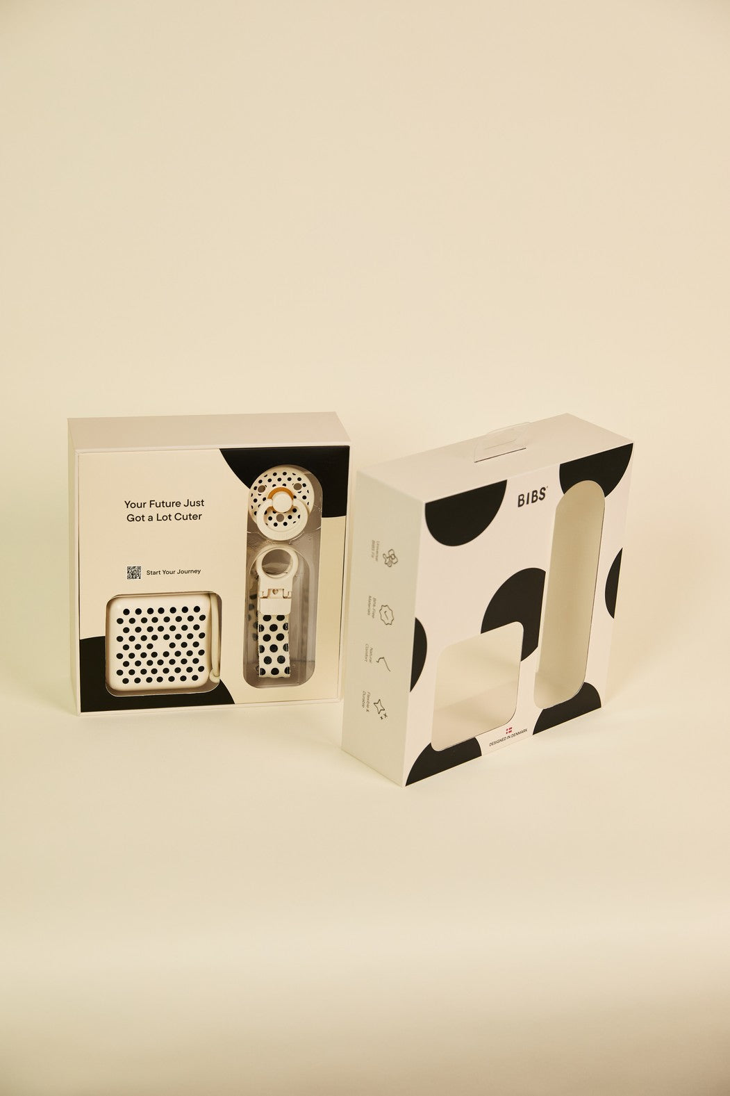 BIBS Gift Set Polka Soothe &amp; Go Latex Size 2 Ivory Black (Min. of 2 PK , multiples of 2 PK)