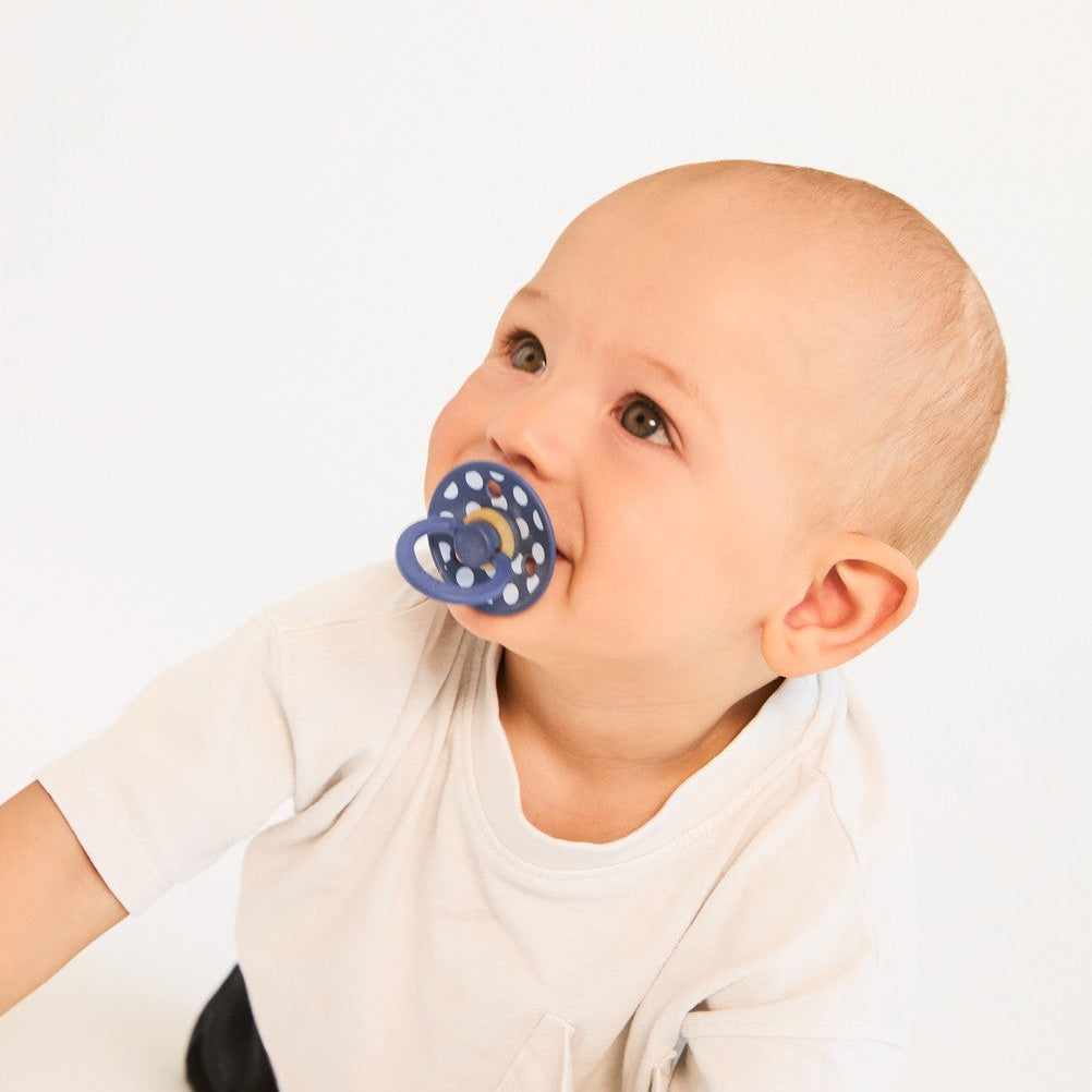 BIBS Pacifier Studio Colour 2 PACK Polka Ivory/Deep Space (Min. of 2 PK, multiples of 2 PK)