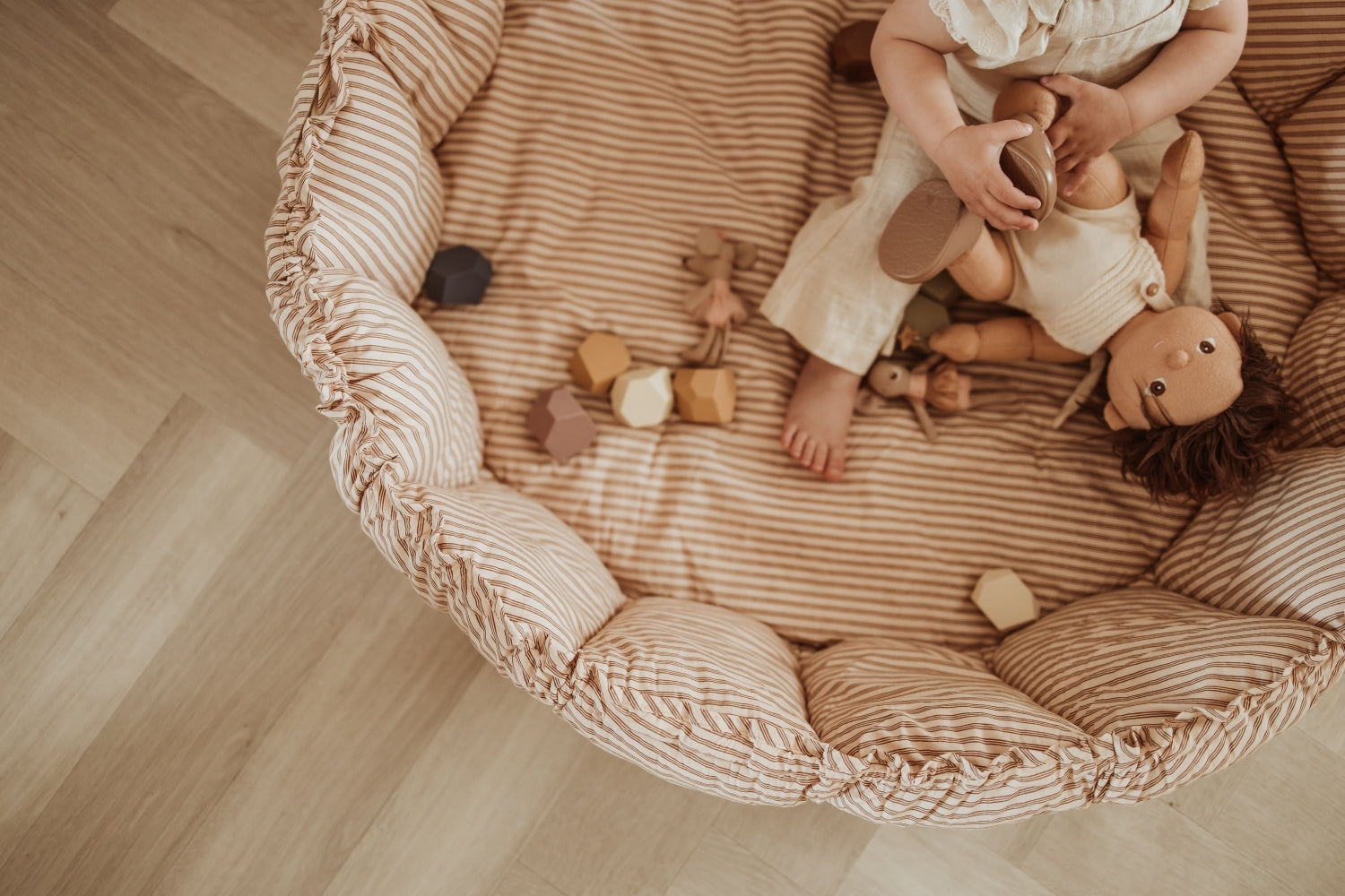 Play&amp;Go Bloom Stripes Brown organic babymat (Min of 1, multiples of 1)