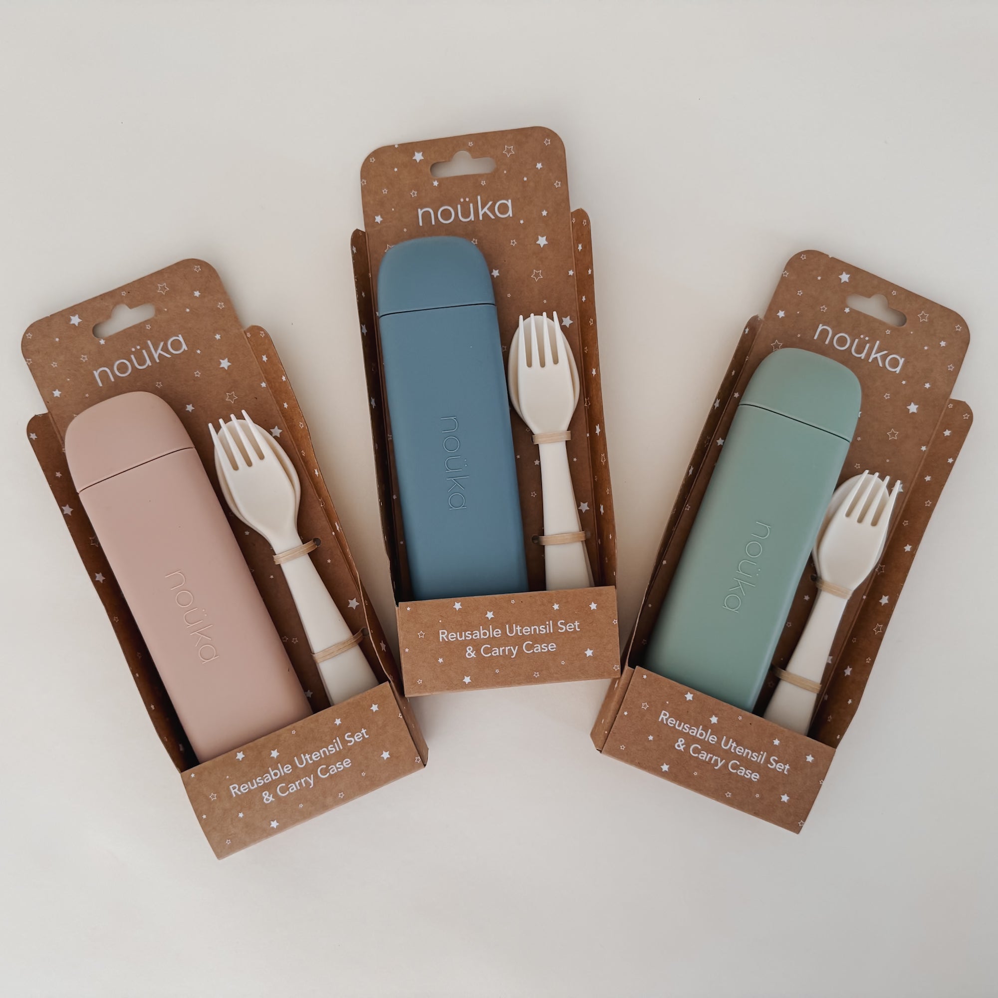 noüka Reusable Utensil Set &amp; Carry Case - Soft Blush (Sold in Case of 2, Qty of 1=2 products)