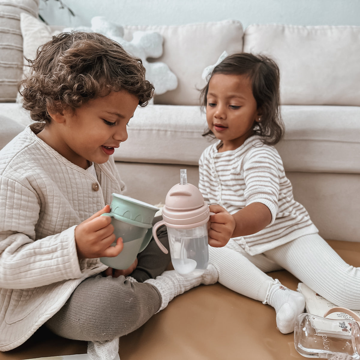 noüka Non-Spill Weighted Straw Cup  9 oz - Blossoms (Sold in Case of 2, Qty of 1=2 products)