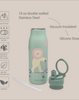 noüka Stainless Steel Drinking Bottle 16 Oz Daisy Collection - Kiko The Toucan (Min. of 2 PK, Multiples of 2 PK)