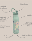 noüka Stainless Steel Drinking Bottle 16 Oz Daisy Collection - Roary The Lion (Min. of 2 PK, Multiples of 2 PK)