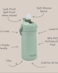 noüka Stainless Steel Drinking Bottle 12 Oz Susan Collection - Soft Blush (Min. of 2 PK, Multiples of 2 PK)