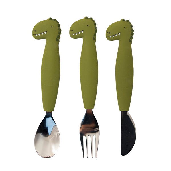 Trixie Silicone cutlery set 3-pack - Mr. Dino (Min. of 2 PK, multiples of 2 PK)