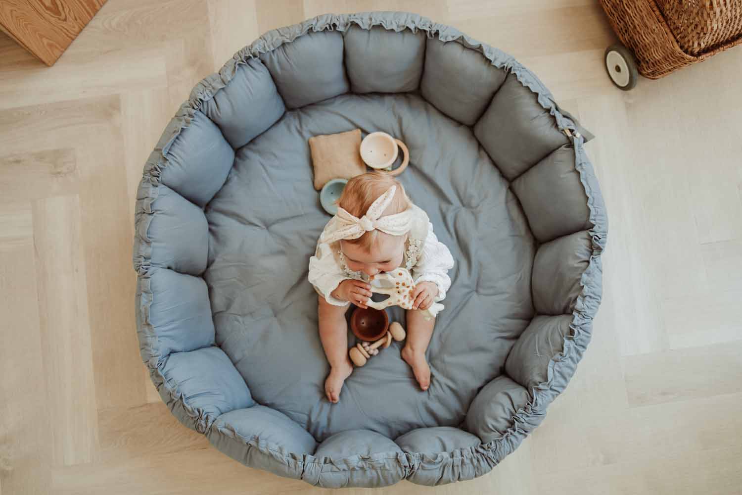 Play&amp;Go Bloom Dusty blue organic babymat (Min of 1, multiples of 1)