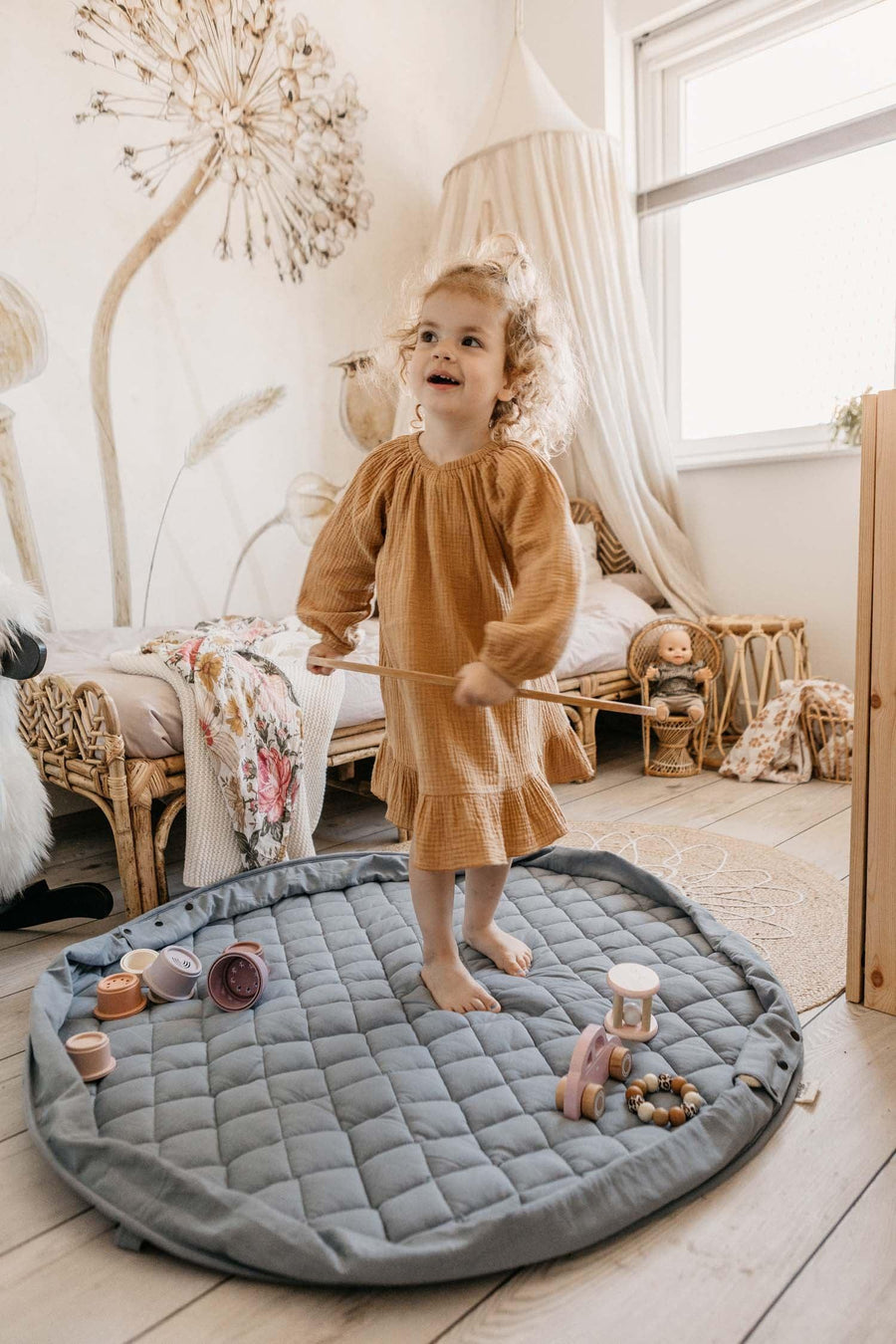 Play&amp;Go Dusty Blue organic babymat (Min of 1, multiples of 1)