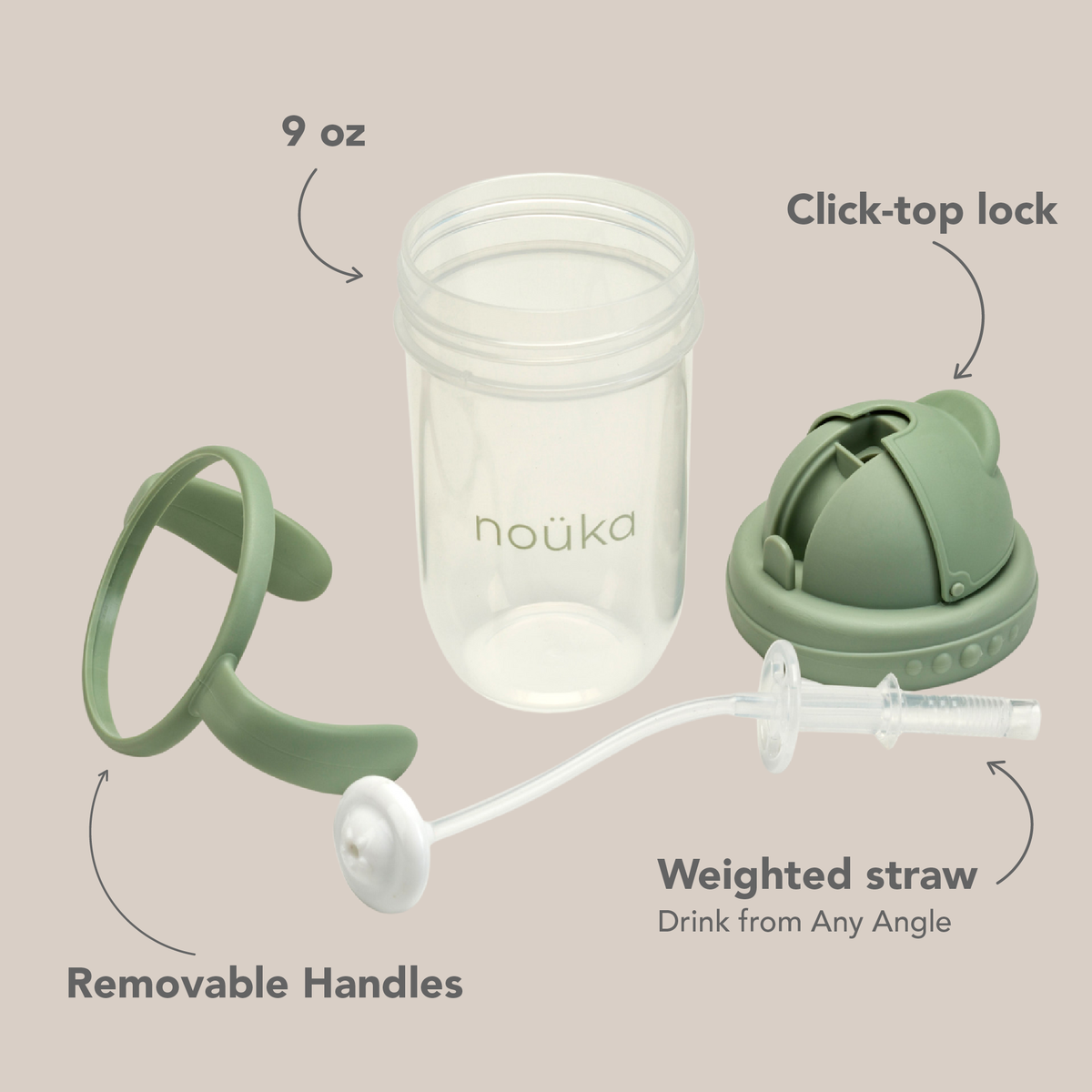 noüka Non-Spill Weighted Straw Cup  9 oz - Blossoms (Sold in Case of 2, Qty of 1=2 products)