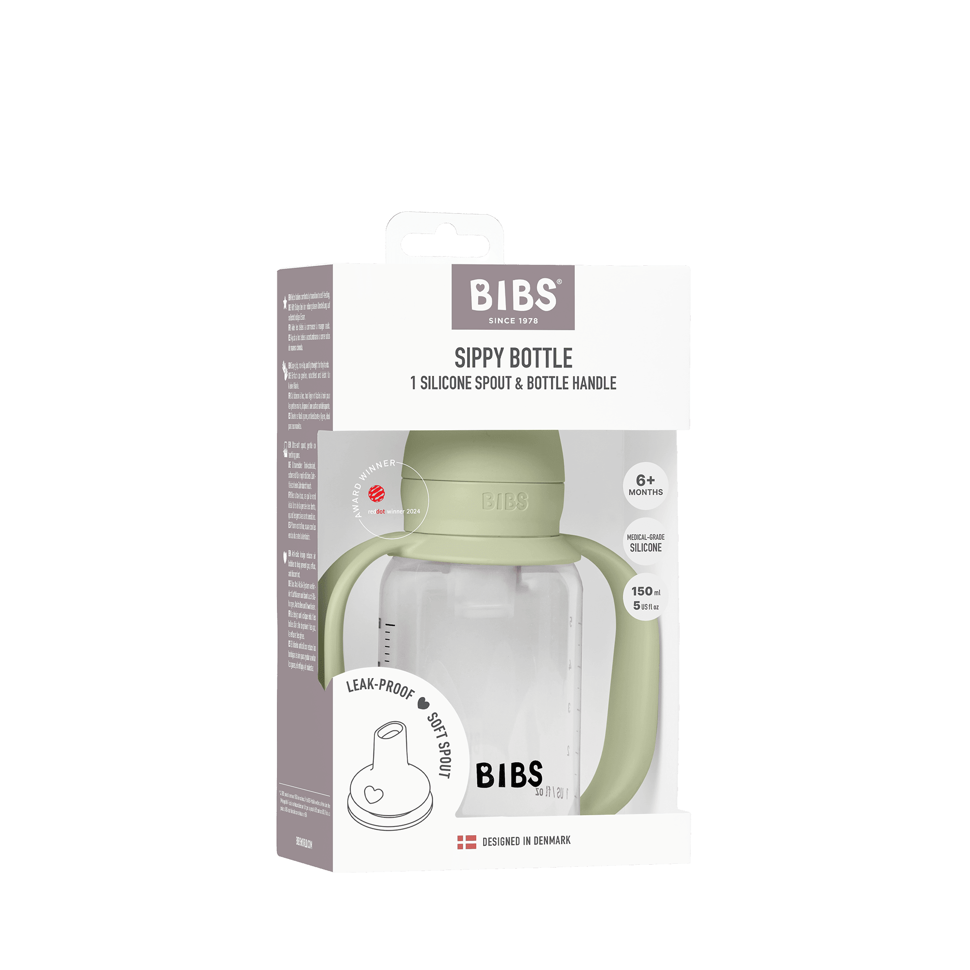 BIBS Baby Sippy Bottle Spout Silicone 1 pack 150 ml Sage (Min. of 2 PK , multiples of 2 PK) - MAIGHAN DISTRIBUTION CANADA