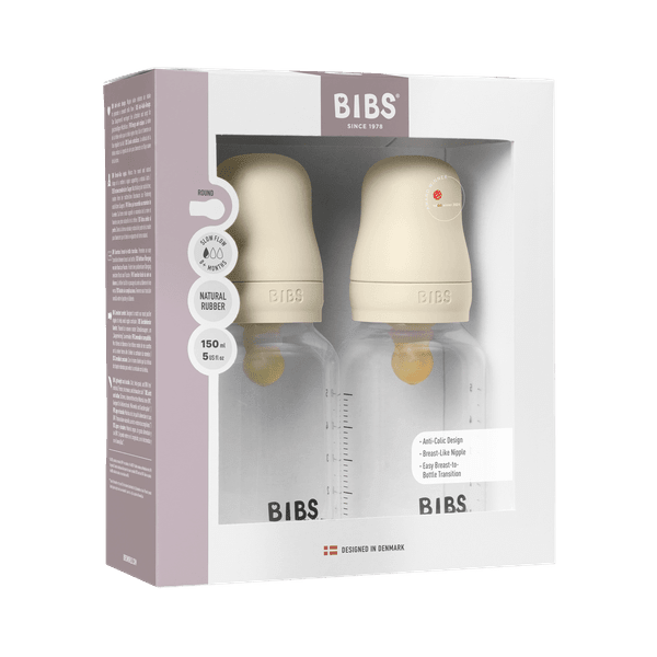 BIBS BPA - Free PP Baby Bottle Round Latex 2 pack 150 ml Slow Flow Ivory (Min. of 2 PK , multiples of 2 PK) - MAIGHAN DISTRIBUTION CANADA