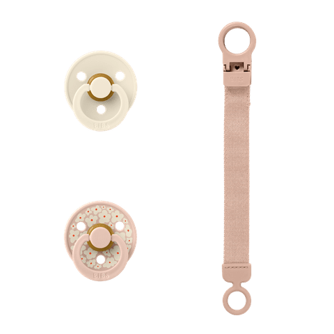 BIBS Colour Pacifier & Loop Clip Gift Set Latex Size 1 Blush (Min. of 2 PK , multiples of 2 PK) - MAIGHAN DISTRIBUTION CANADA