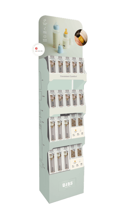 BIBS FSU Cardboard Baby Bottle Display - MAIGHAN DISTRIBUTION CANADA