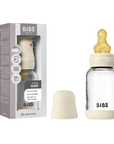 BIBS Glass Baby Bottle Round Latex 1 pack 120 ml Slow Flow Ivory (Min. of 2 PK , multiples of 2 PK) - MAIGHAN DISTRIBUTION CANADA