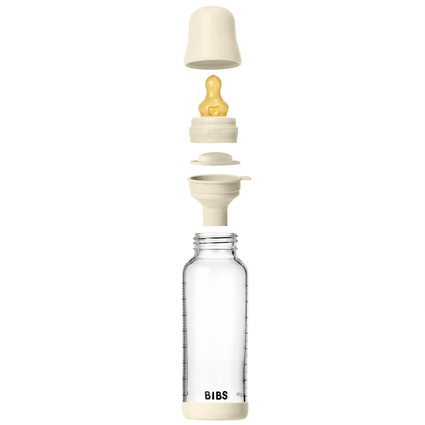 BIBS Glass Baby Bottle Round Latex 1 pack 240 ml Medium Flow Ivory (Min. of 2 PK , multiples of 2 PK) - MAIGHAN DISTRIBUTION CANADA