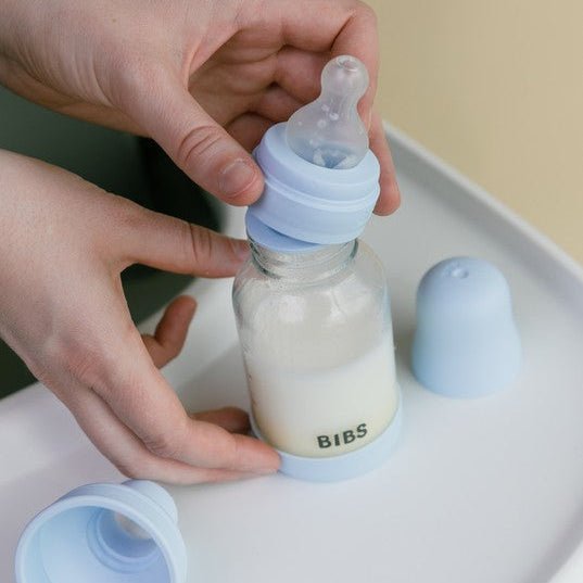 BIBS Glass Baby Bottle Round Silicone 1 pack 120 ml Slow Flow Sage (Min. of 2 PK , multiples of 2 PK) - MAIGHAN DISTRIBUTION CANADA