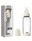 BIBS Glass Baby Bottle Round Silicone 1 pack 240 ml Medium Flow Ivory (Min. of 2 PK , multiples of 2 PK) - MAIGHAN DISTRIBUTION CANADA