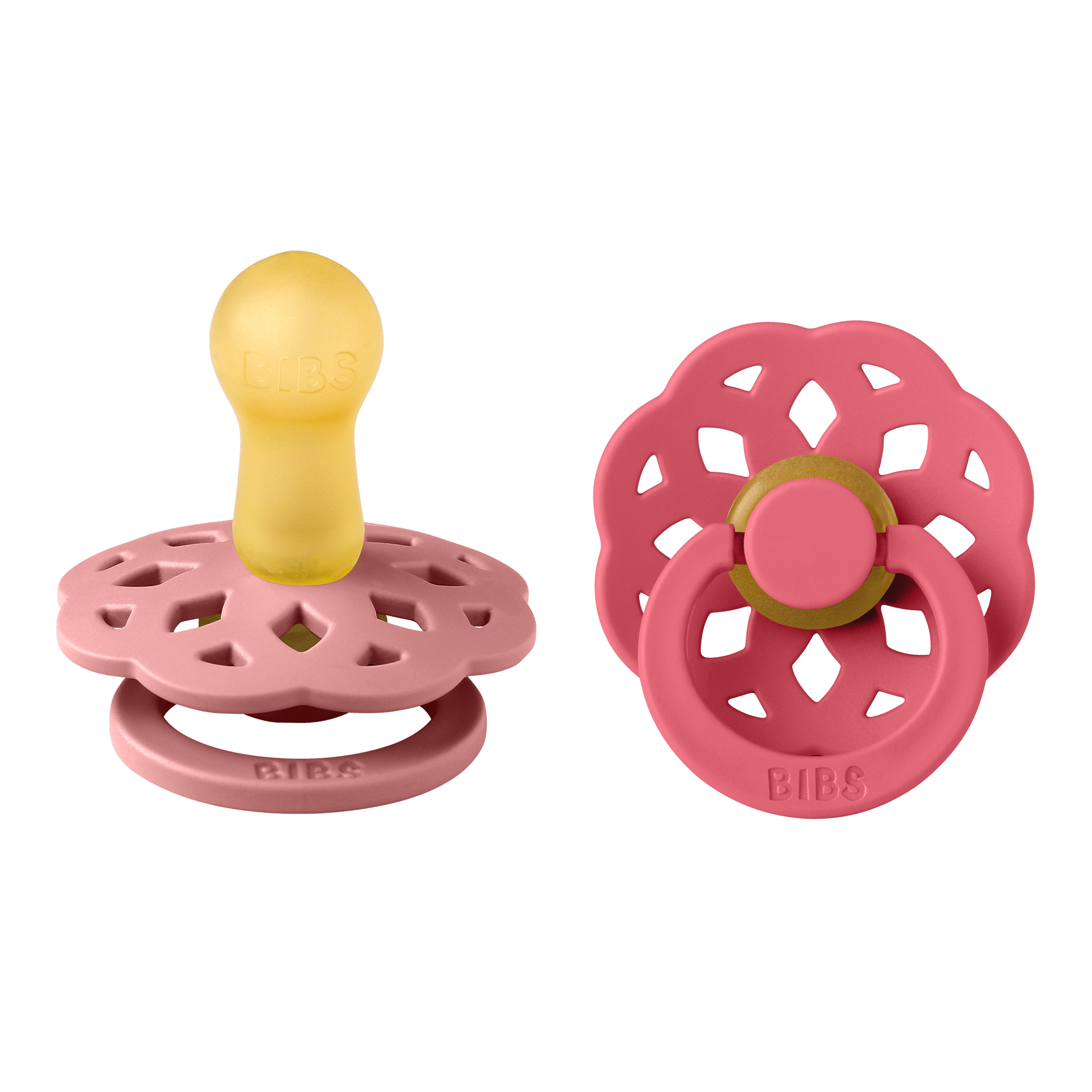 BIBS® Pacifier Boheme Latex 2 PK Dusty Pink/Coral (Min. of 2 PK, multiples of 2 PK) - MAIGHAN DISTRIBUTION CANADA