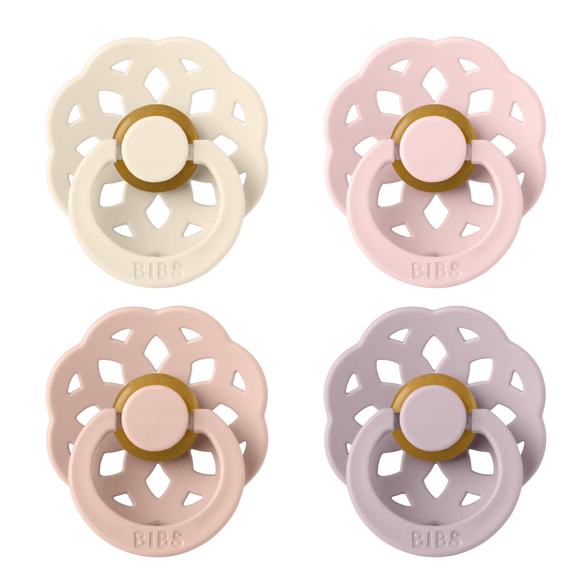 BIBS Pacifier Boheme Latex 4 PK Ivory/Blush/Blossom/Dusky Lilac(Min. of 2 PK, multiples of 2 PK) - MAIGHAN DISTRIBUTION CANADA