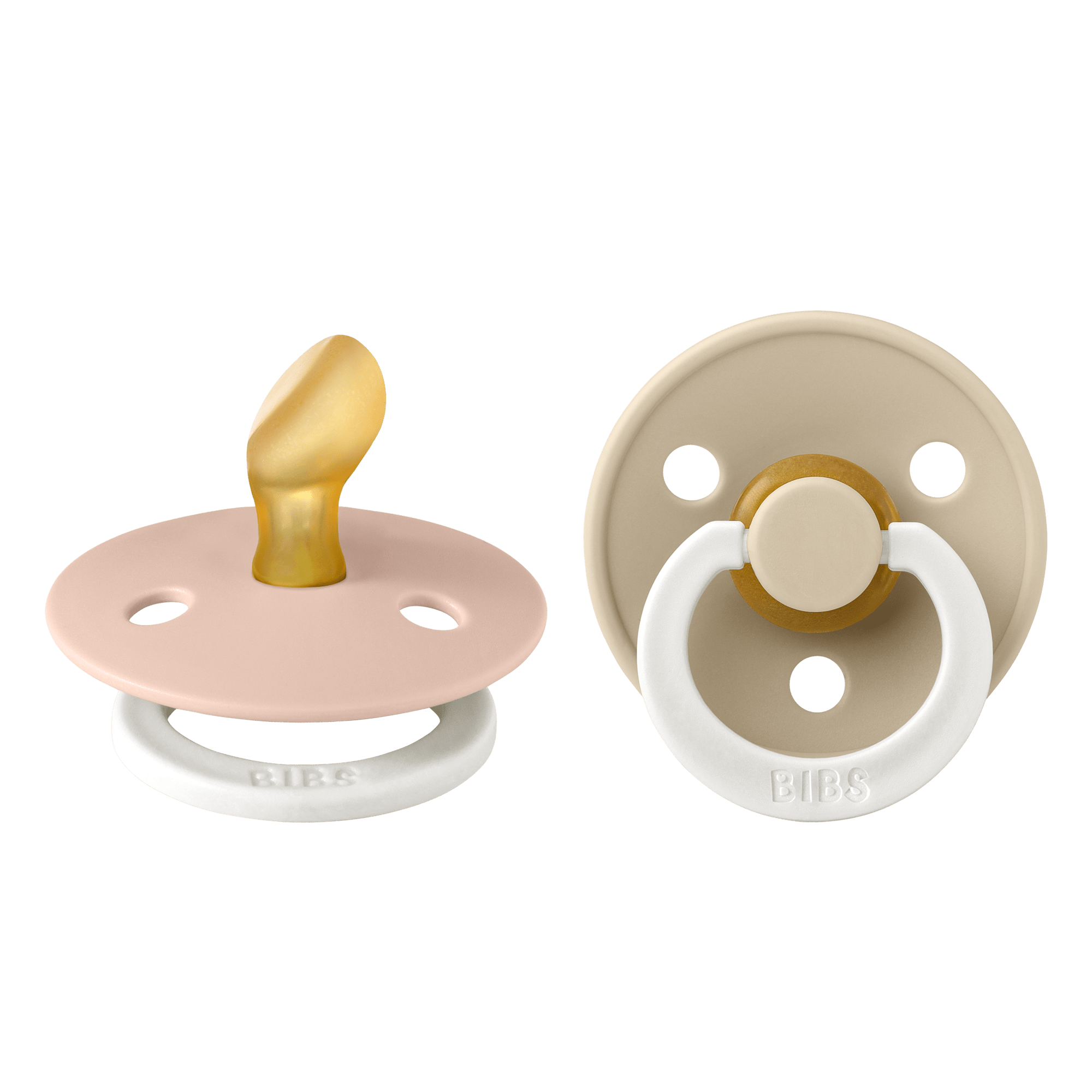BIBS Pacifier Original COLOUR Latex 2 PK Anatomical Blush Glow / Vanilla Glow (Min. of 2 PK, multiples of 2 PK) - MAIGHAN DISTRIBUTION CANADA