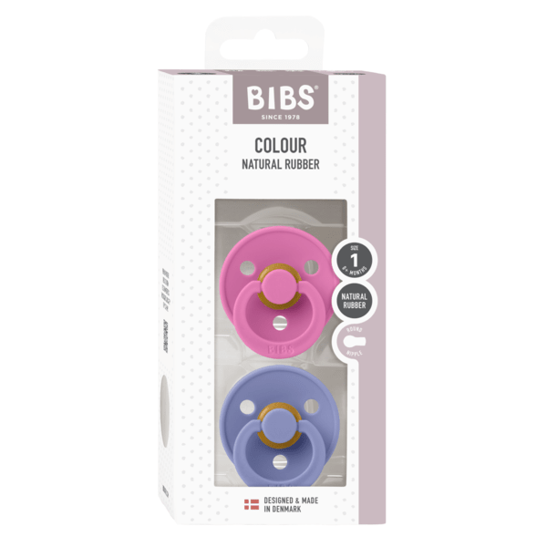 BIBS Pacifier Original COLOUR Latex 2 PK Bubblegum / Peri (Min. of 2 PK, multiples of 2 PK) - MAIGHAN DISTRIBUTION CANADA